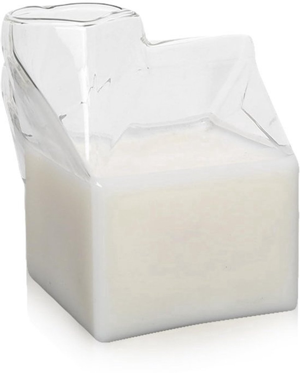Glazen Melkpak 250ml - Mini Vierkante Container voor Koffie, Melk en Sap