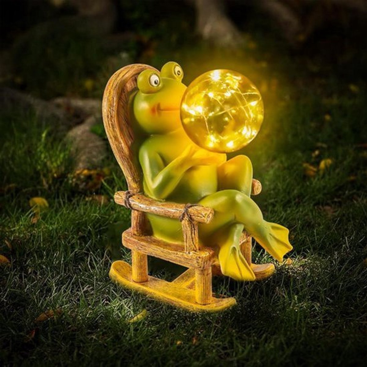 Frog Blazende Bellen Solar Hars Ornament - Buiten Tuin Solar Lamp