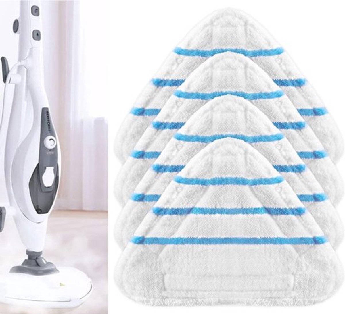 Stoommop Doeken 4 Stuks - Navulling - Stoomreiniger Doeken - Mop Pad Dweil navulling - Geschikt voor alle Vloeren - Stoomdweil - Vloerreiniger - Microvezel Mop Pad Dweil navulling