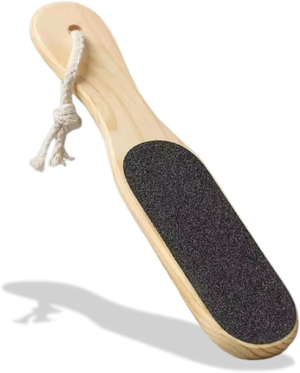 Thijox - Houten Voetvijl en Eelt Rasp - Dubbelzijdige Schilrasp met Ophangtouw - Pedicure Accessoires voor Thuisgebruik - Ideaal voor Zachte Voeten