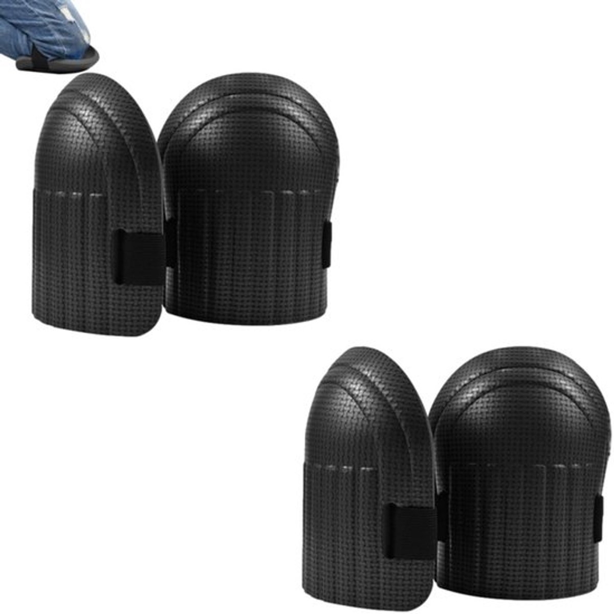 2 paar - Kniebeschermers voor tuinieren - Beschermende kniebeschermers voor werk - Kniebeschermers met EVA-rubberschuimvulling - Antislip - Comfortabel - Zwart - Voor bouw, tuinieren, vloeren, werk
