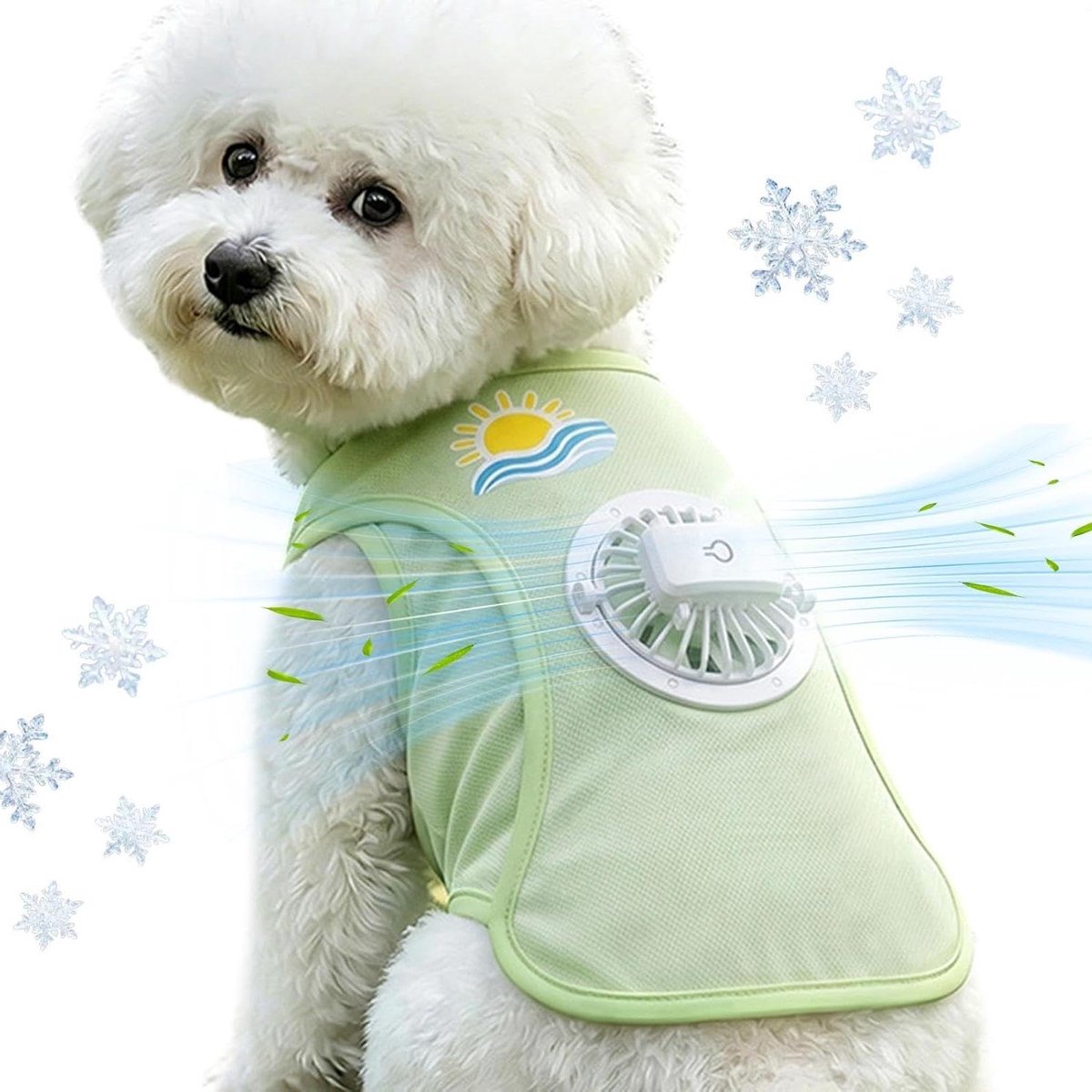 Koelvest Hond - Ventilator Shirt - Buiten Activiteiten - 3 Windsnelheden - Maat L - Groen