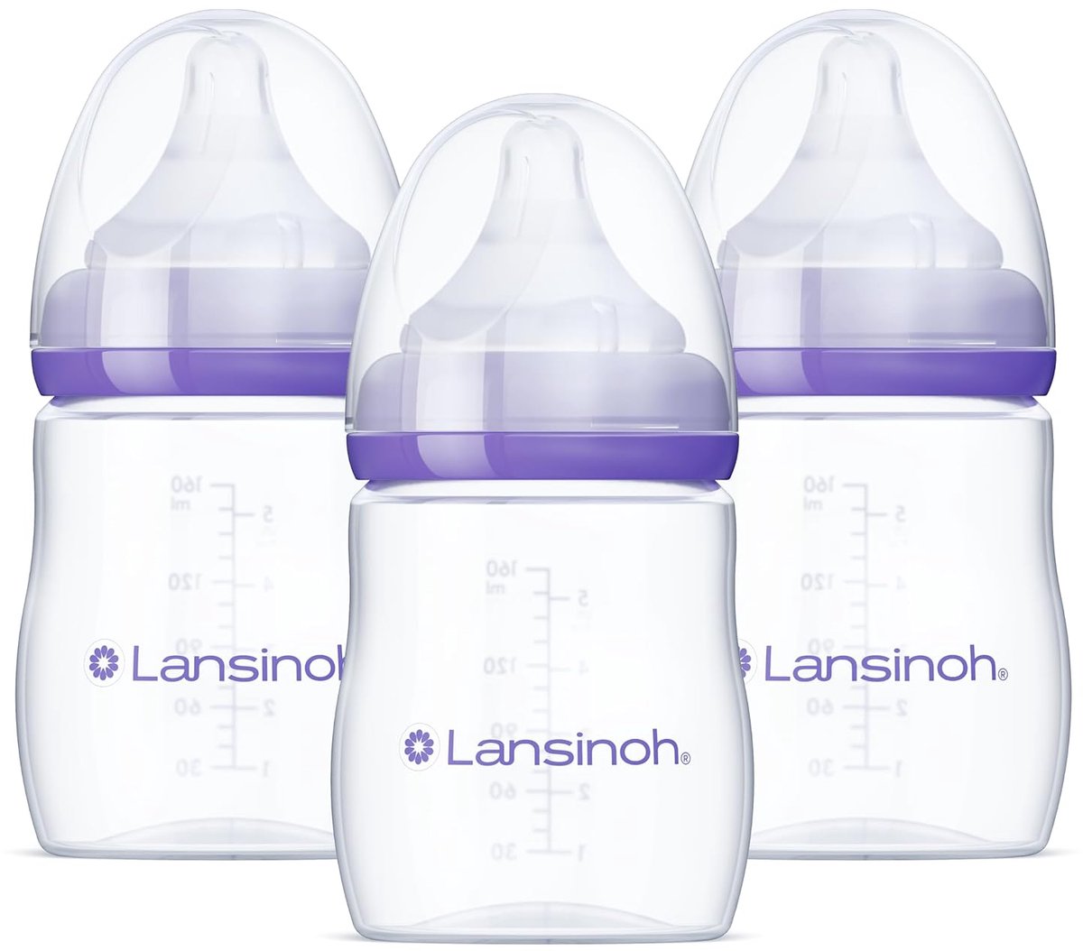 Lansinoh Anti-Colic Babyflessen met NaturalWave Speen maat S – 3 Stuks – 150 ml – BPA- en BPS-vrij – Brede Hals – Voor Borstvoeding en Flesvoeding