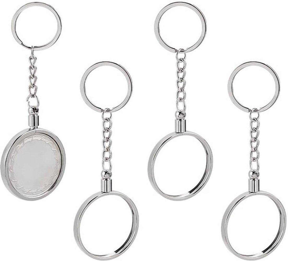 4 stuks medaillon en munthouder metalen sleutelhanger 39,5 mm/1,56 inch legering munthouder sleutelhangers ronde medaillonhouder met metalen sleutelhanger voor muntenmedaillonhouder