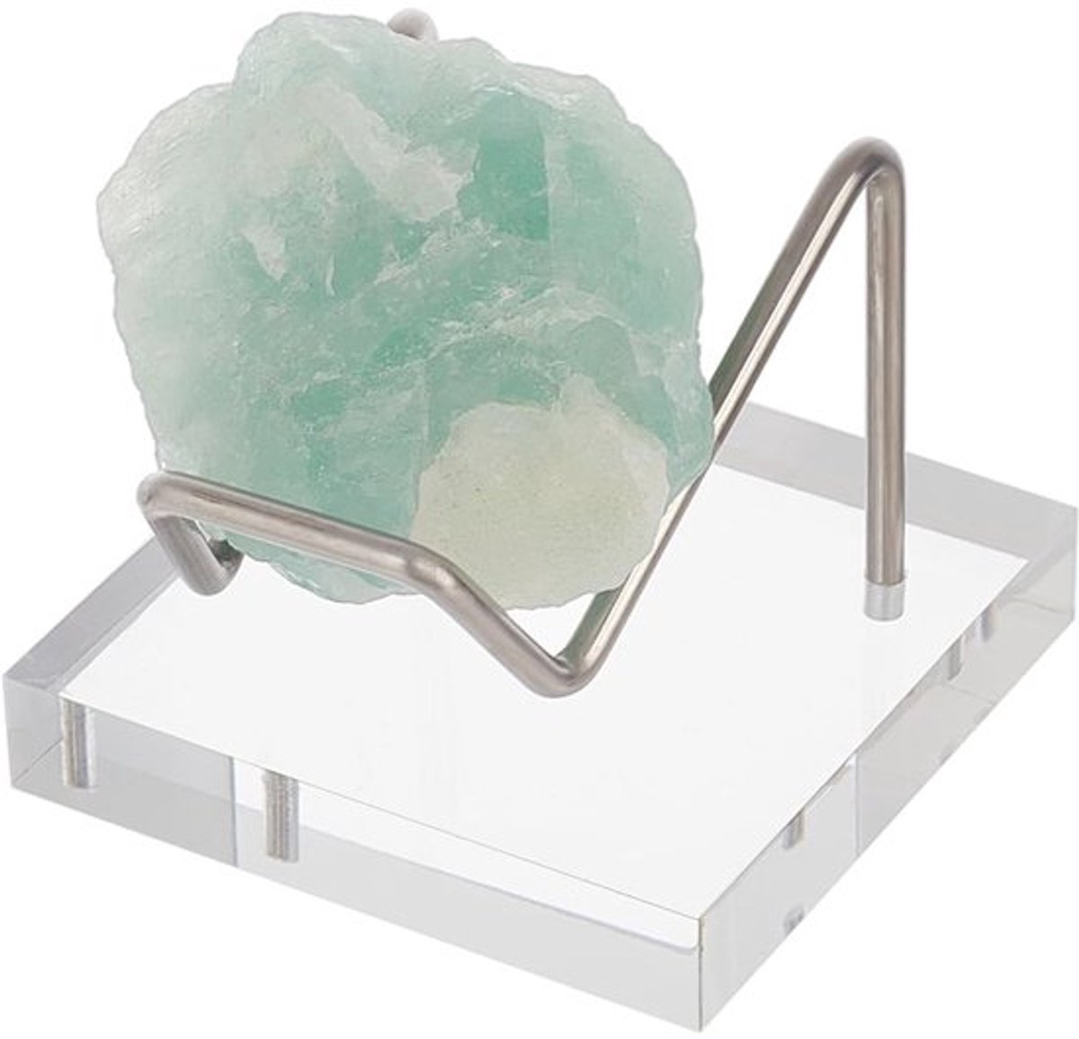 Acryl Steen Display Stand 5x5x4.1cm Vierkante Basis Platina Ijzer Arm Minerale Monsters Display Schildersezel Houders Artikel Stand voor Edelstenen, Agaten, Rotsen, Crystal Ball