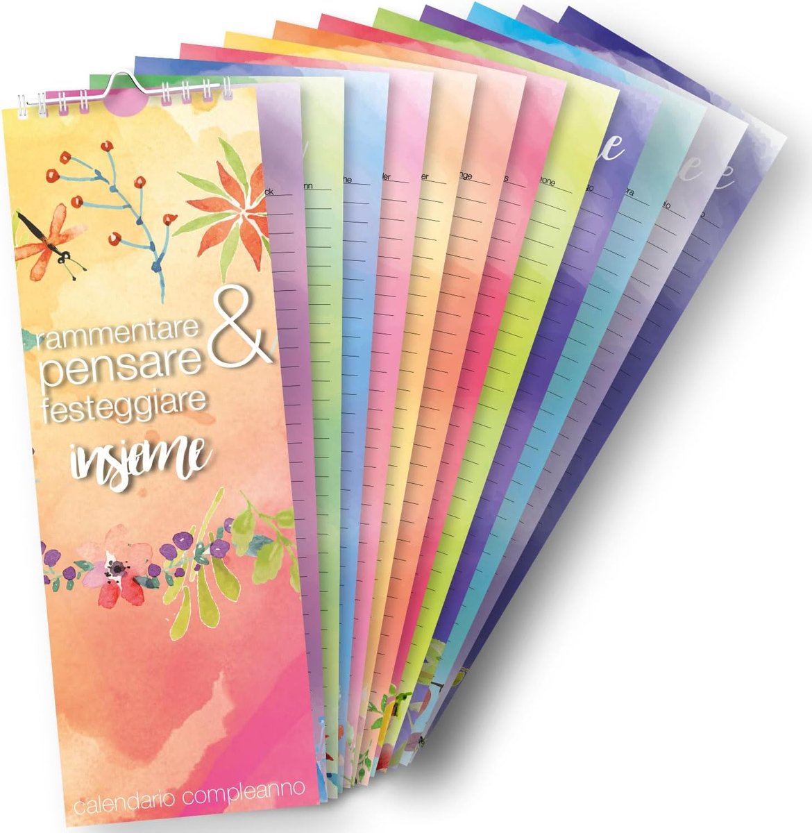 SnelShoppen - Kalender Verjaardag met Rilegatura a Spirale | Jaarlijkse Verjaardagskalender met Sterrenbeeld | Decoratie voor Keuken | Perfect Cadeau
