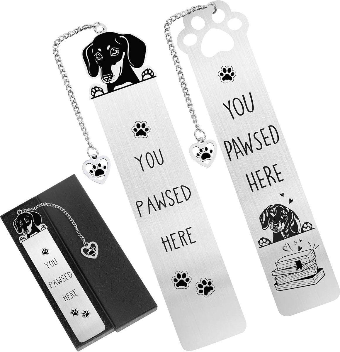 SnelShoppen - Dackel Boeklegger Set van 2 - Grappige Honden Cadeaus voor Dackel Liefhebbers - Unieke Cadeaus voor Hondenmoeders en Vriendinnen - Roest
