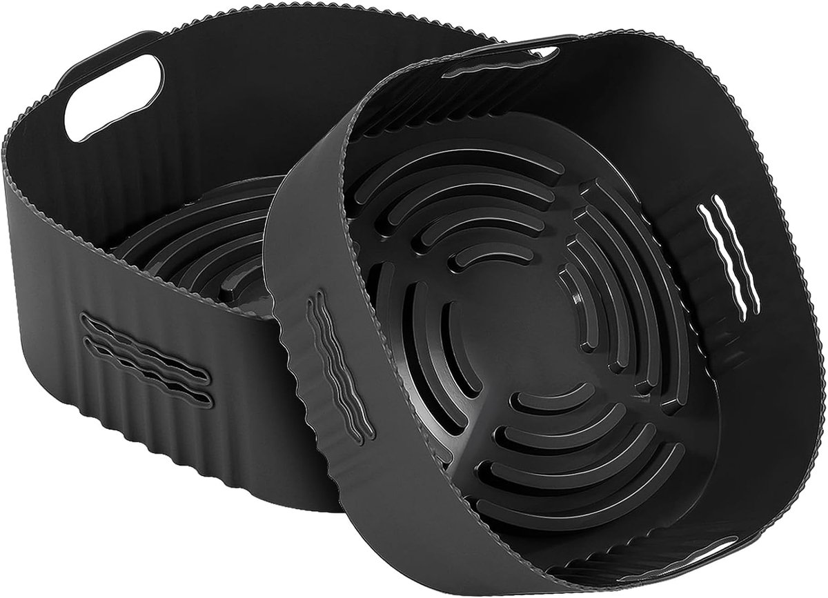 SnelShoppen - 22 cm Siliconen Accessoires Luchtfriteuse - 2 Vierkante Bakvormen Mand voor Herbruikbaar Gebruik - Perfect voor Koken in Keuken en BBQ -