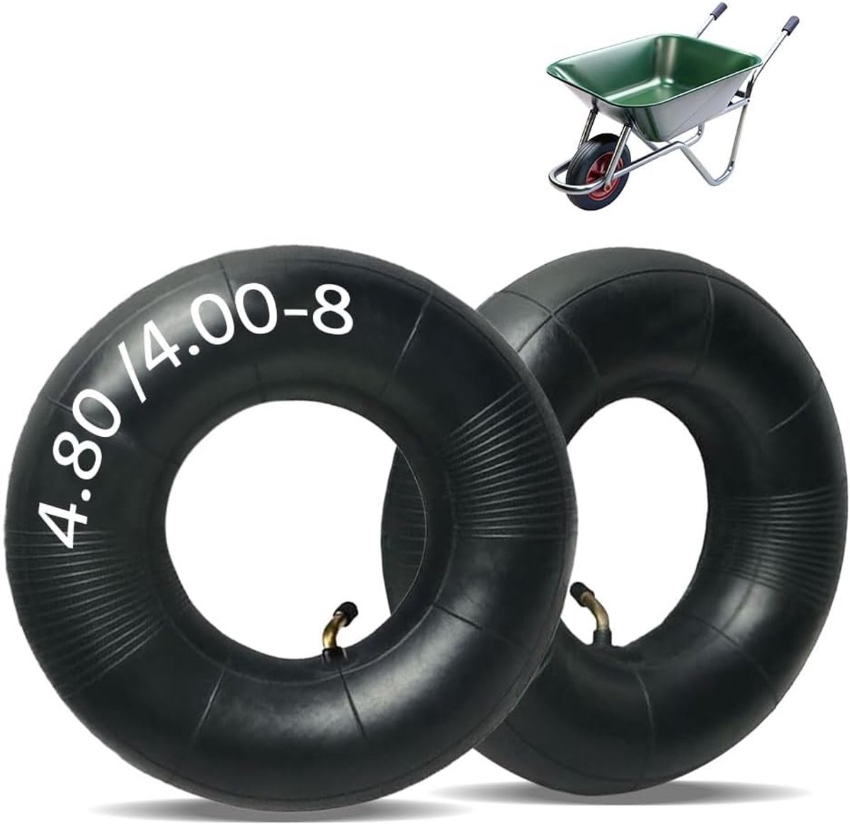 SnelShoppen - Slang voor Kruiwagen 4,80/4,00-8 - Reservebanden Luchtbanden met Gebogen Ventiel - Sterk Draagvermogen voor Grasmaaiers, Tuin en Buitenw