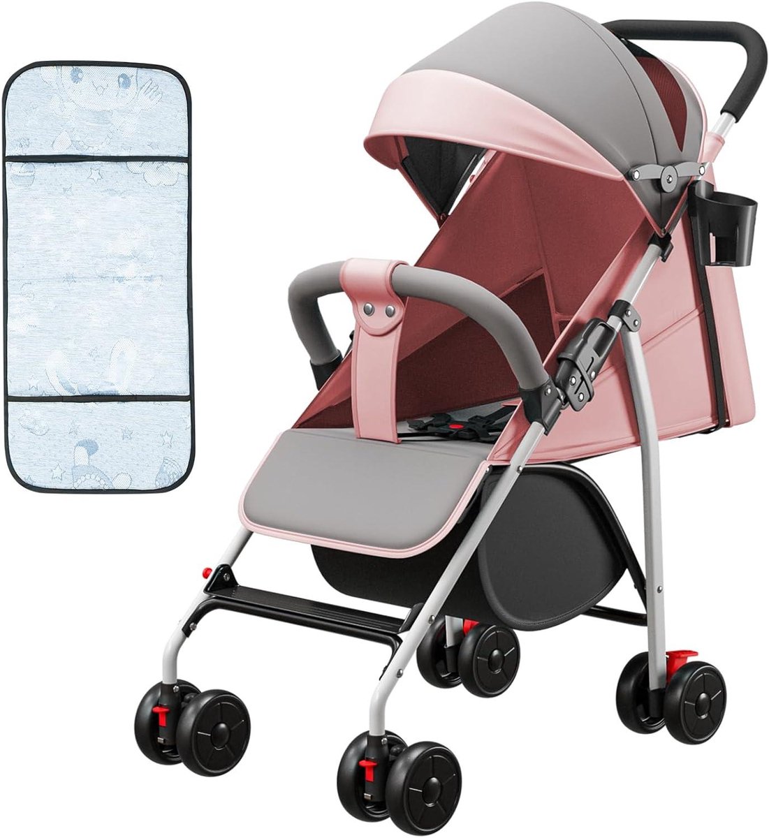 Kinderdriewieler 5-in-1 - Loopfiets met duwstang - Buiten spelen - 360° draaibare zitting - Tot 25 kg - Roze