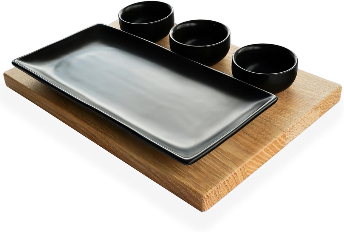 CLGP® Tapasplank met Schaaltjes - Tapasplank -Bruin met zwart