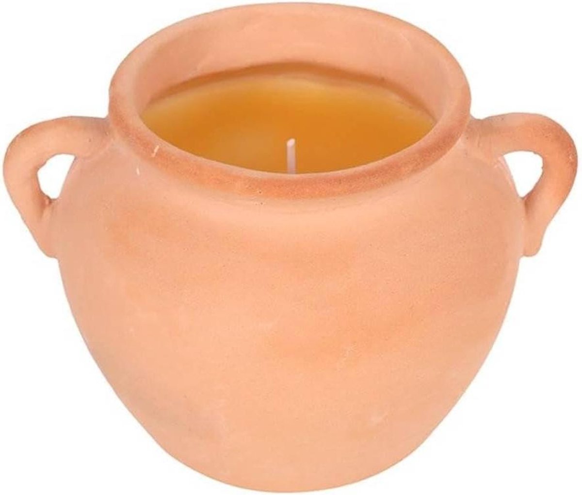 Terracotta Urn Kaars - Theelichthouder Houder - Sfeerverlichting Creëren - Citronella Geur - 14cm Breed - Terracotta