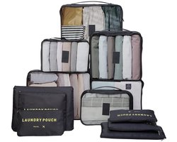 Organizers - Bagage-organizers - 12-delige set - Kledingtassen - Bagage-organizers - Pakzakken - Reisorganizers - Reisaccessoires - Geschikt voor tassen en rugzakken - Zwart