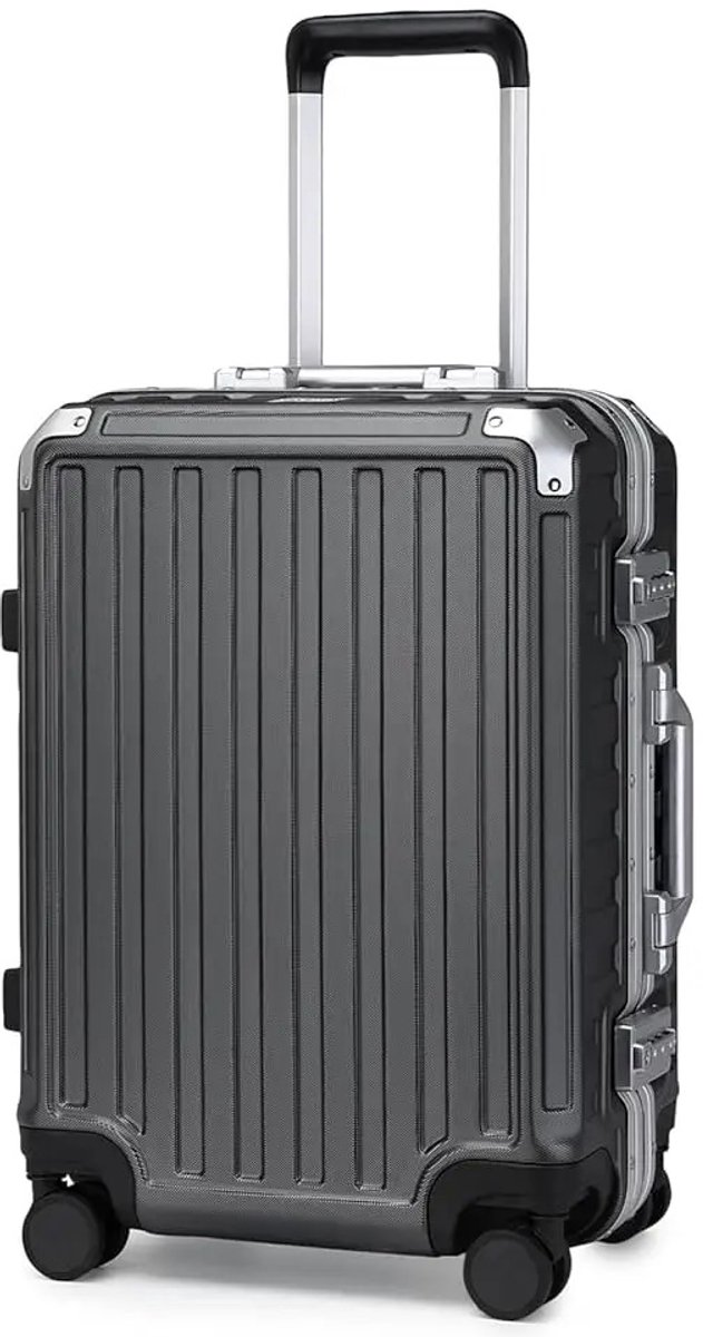 Reky Koffer - Reiskoffer - Koffer handbagage - Reiskoffer met wielen - Trolly - Kofferslot - aluminium frame Zwart - 54x38x23cm