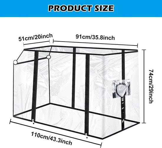 Thijox - Universele Regenbescherming voor Wagen en Campingwagen, Ademend, Transparant, Compact, Geschikt voor Bolderkar, Trolley, Handwagen, Strand, C van Thijox — afbeelding 4