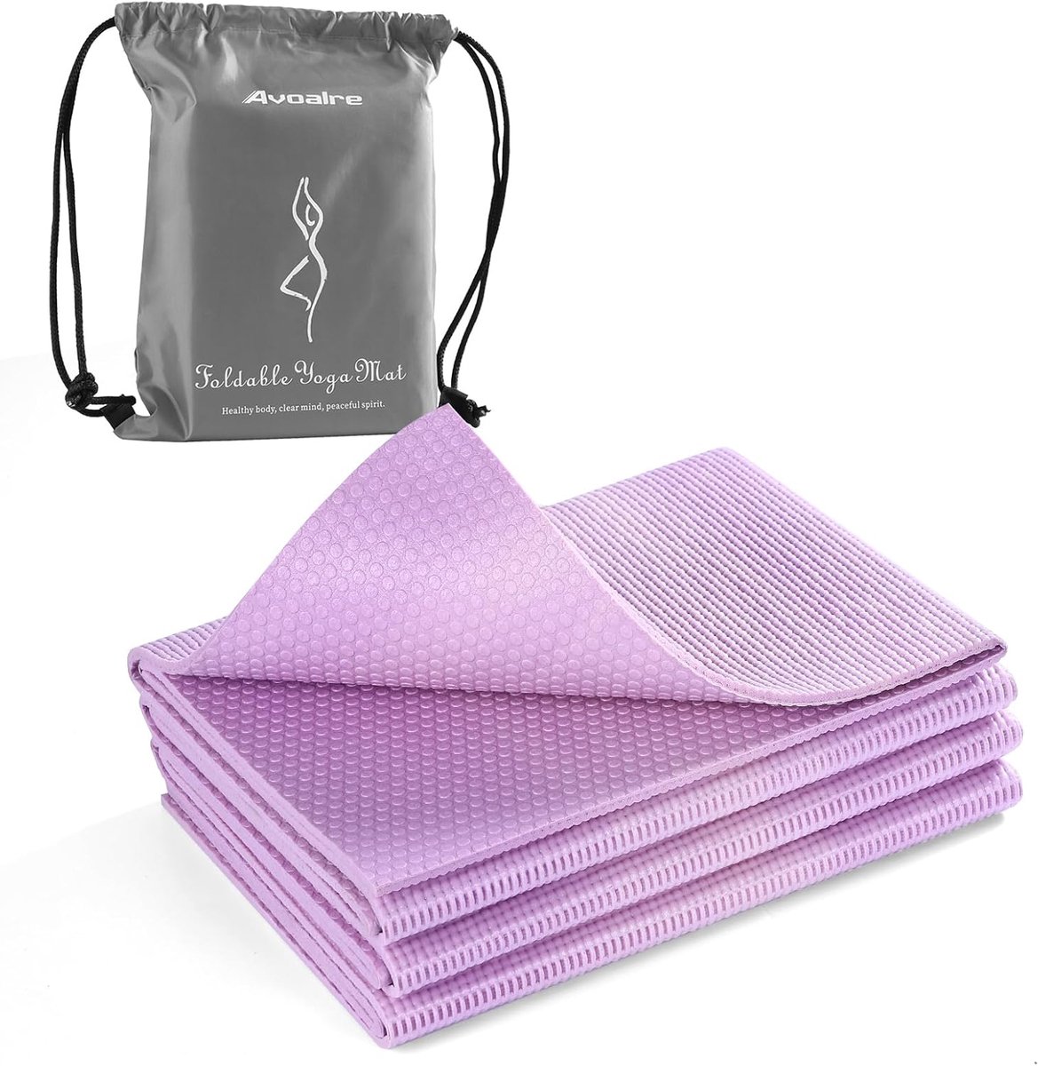 SnelShoppen - Opvouwbare Antislip Yogamat 5 mm Dikte, Draagbare Reisyogamat PVC, Waterdicht voor Fitness, Oefeningen, Pilates, Sport, Inclusief Draagt