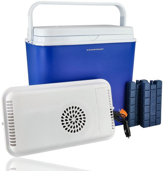 Elektrische Koelbox 24 Liter - Koelbox Elektrisch 12V - Auto Koelbox - Camping Koelbox - Frigobox Coolbox - Met 2 Deksels en 2 Koelelementen - Voor Auto, Camper, Caravan, Strand, Picknick en Vakantie - Blauw van Discountershop — afbeelding 4