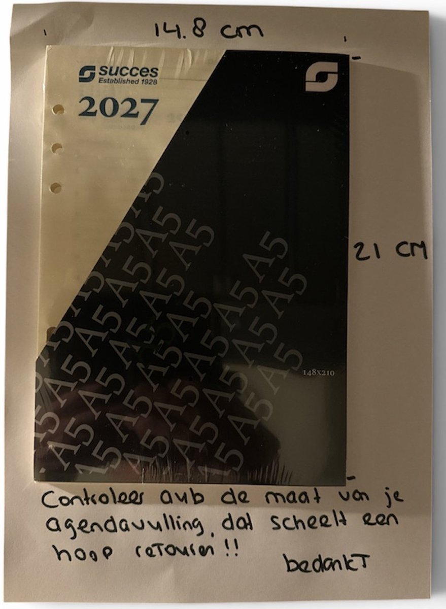Succes Agendavulling 2027 Executive A-5 Creme papier (15cm x 21cm) 1 week op 2 pagina's