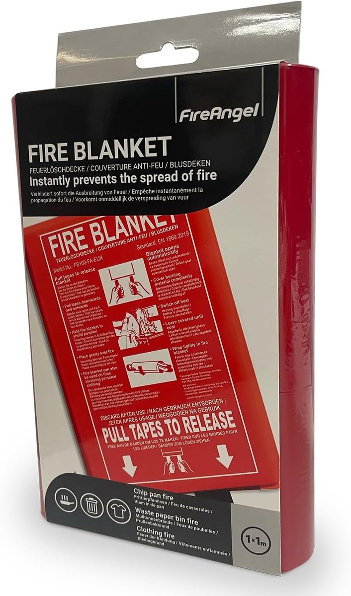 SnelShoppen - Brandblanket 1x1 Meter voor Keuken, Thuis, Caravan & Motorhome - Vuurwerende Decke, Veiligheid Producten, Directe Brandbescherming