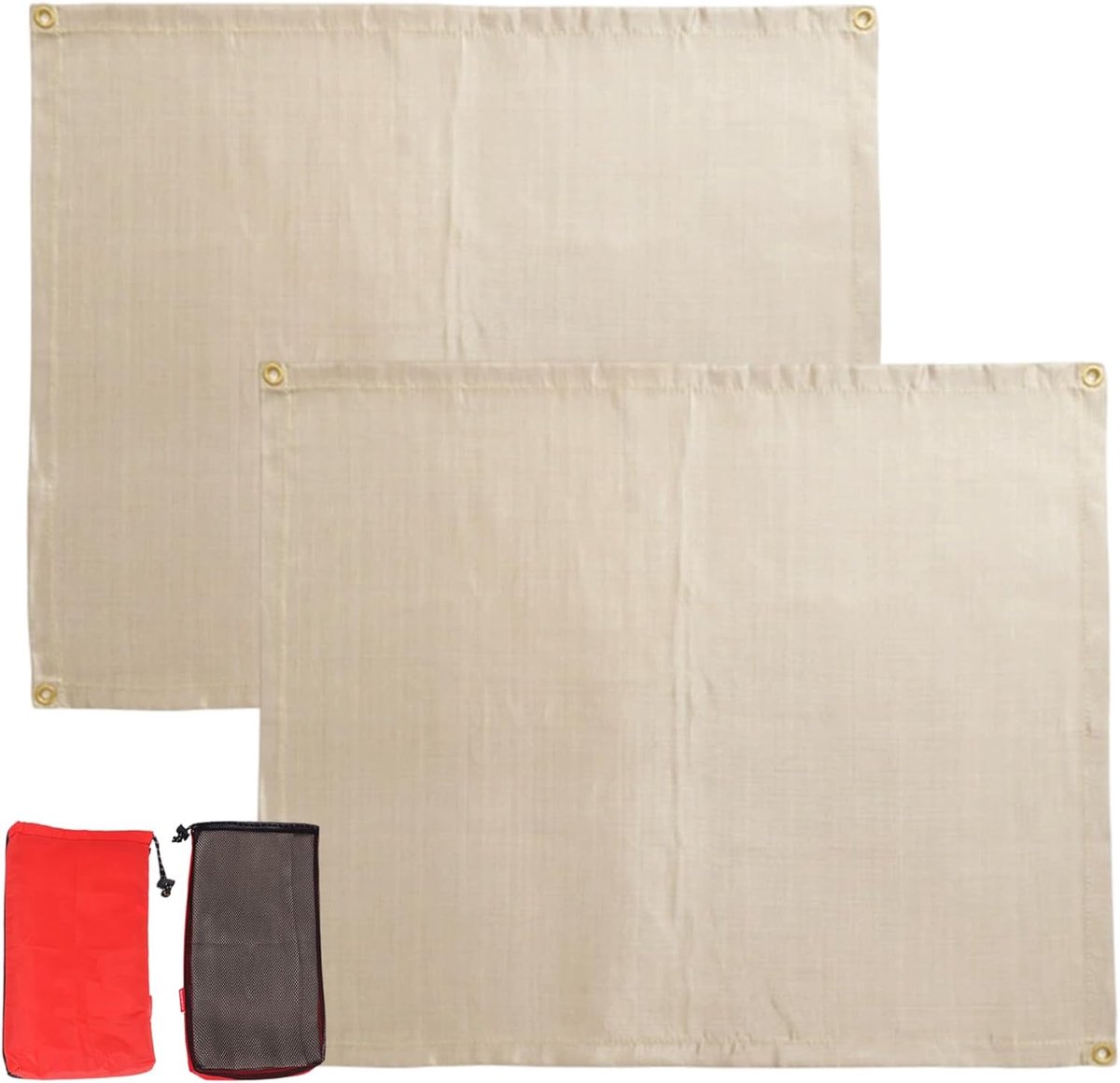 SnelShoppen - Vuurvaste Mat Set van 2 - 80 x 100 cm - Hittebestendige Fiberglass Onderlaag voor Grill, BBQ, Kamperen, Vuurkorf, Tuin, Vloerbescherming