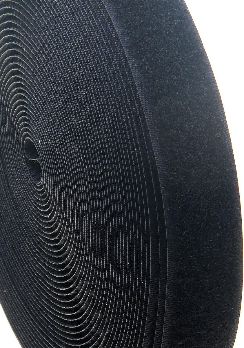 SnelShoppen - 12m x 20mm Naai Klittenband Set, Extra Sterke Sluiting, Non-adhesieve Haak en Lus Band, Zwart, 12m Haak en 12m Lus voor Creatief Project