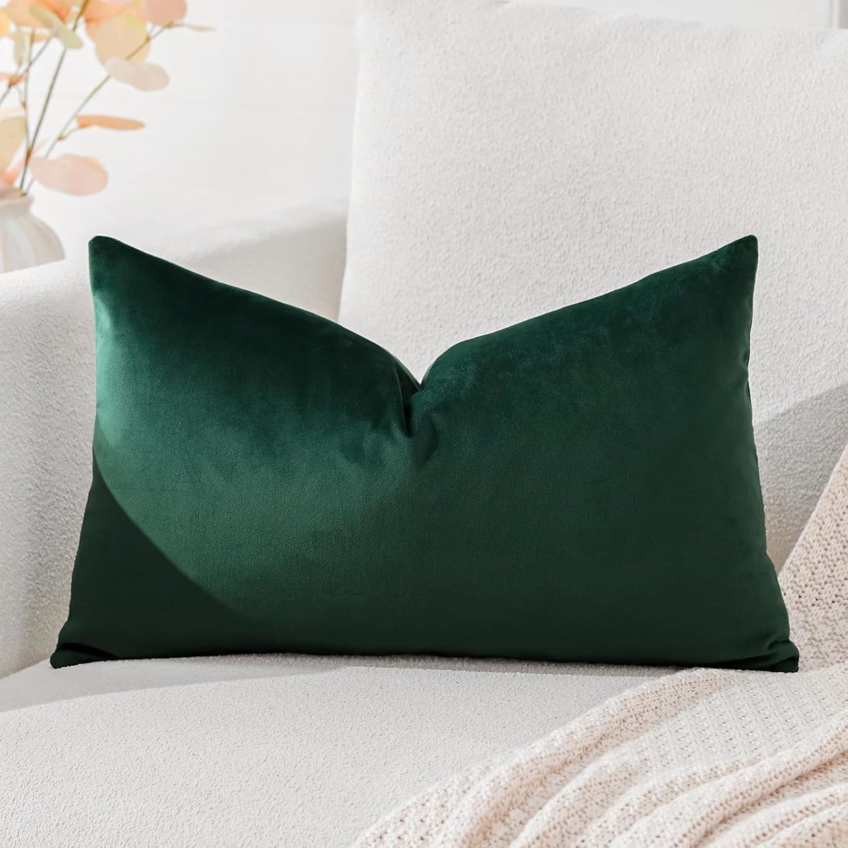 SnelShoppen - Luxe Velvet Kussenhoezen 30x50cm Army Green - Super Zacht Decoratief Kussen voor Sofa, Slaapkamer, Auto - Elegante en Comfortabele Kusse