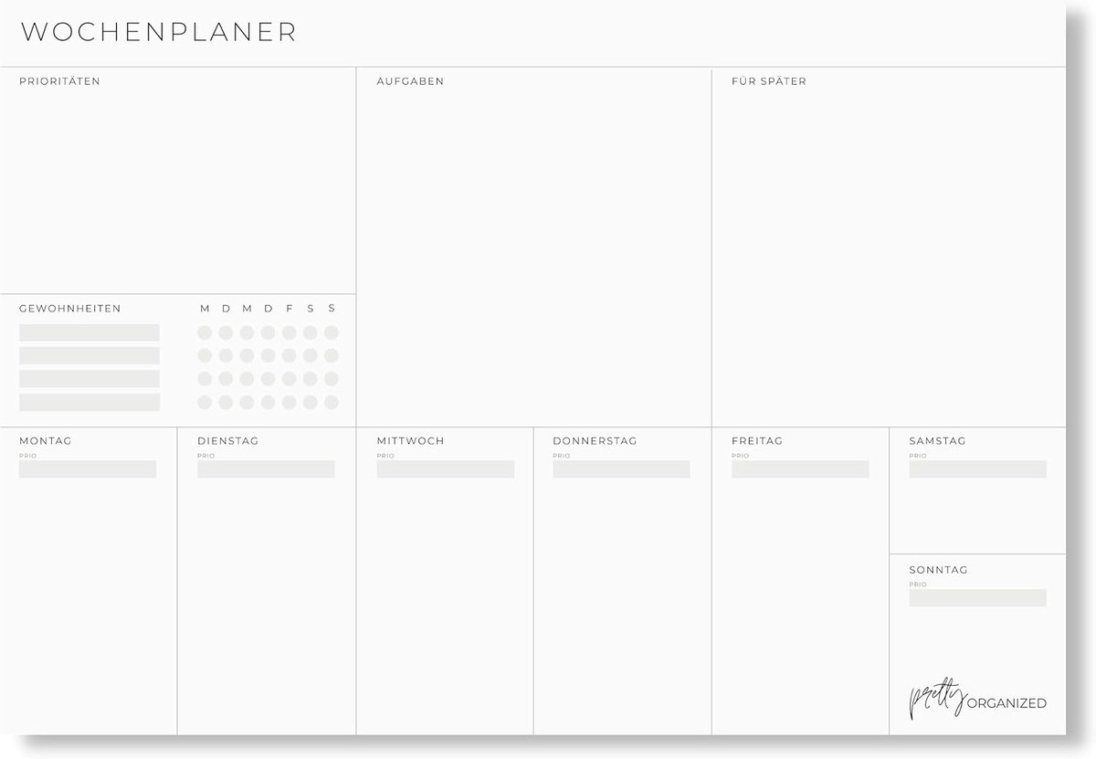 SnelShoppen - Weekly Planner Pad A4, Minimalistisch en Duurzaam, 50 Pagina's met Habit Tracker, To-Do Lijst en Prioriteiten, Perfect voor Organisatie
