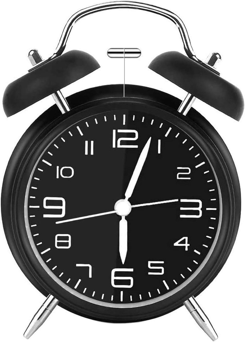 SnelShoppen - Analoge Alarmklok met Nachtlamp, Luide Alarm, 10 cm Wijzerplaat, Stille Klok, Batterij Aangedreven, Zwart, Perfect voor Thuis en Kampere