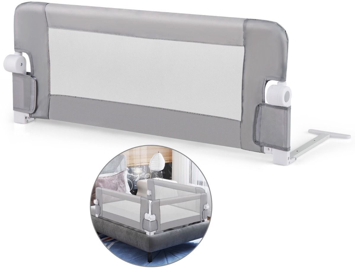 SureDeal® - Bedhekje - Opvouwbaar - Bedden Bedrail - Afneembare Hoes - Riem Veiligheidsrail - Verschillende Bedtypes Grijs - 105x38x43 cm - Grijs