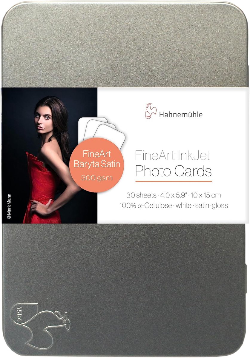 SnelShoppen - Set van 30 Foto Kaarten 10x15 cm, Baryta Satin 300 g/m², 100% Alpha-Cellulose, Inclusief Metalen Doos, Creatief Ontwerpen en Presenteren