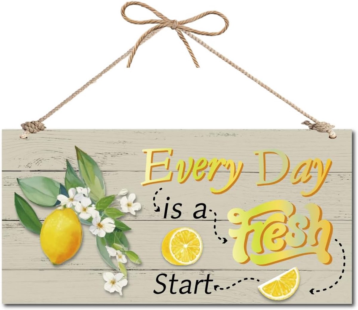 SnelShoppen - Houten Hangbord Citroen - Retro Decoratie voor Deur en Tuin - 30x15.5cm - Vintage Stijl - Perfect voor Cadeau en Thuis - Inspirerende Te