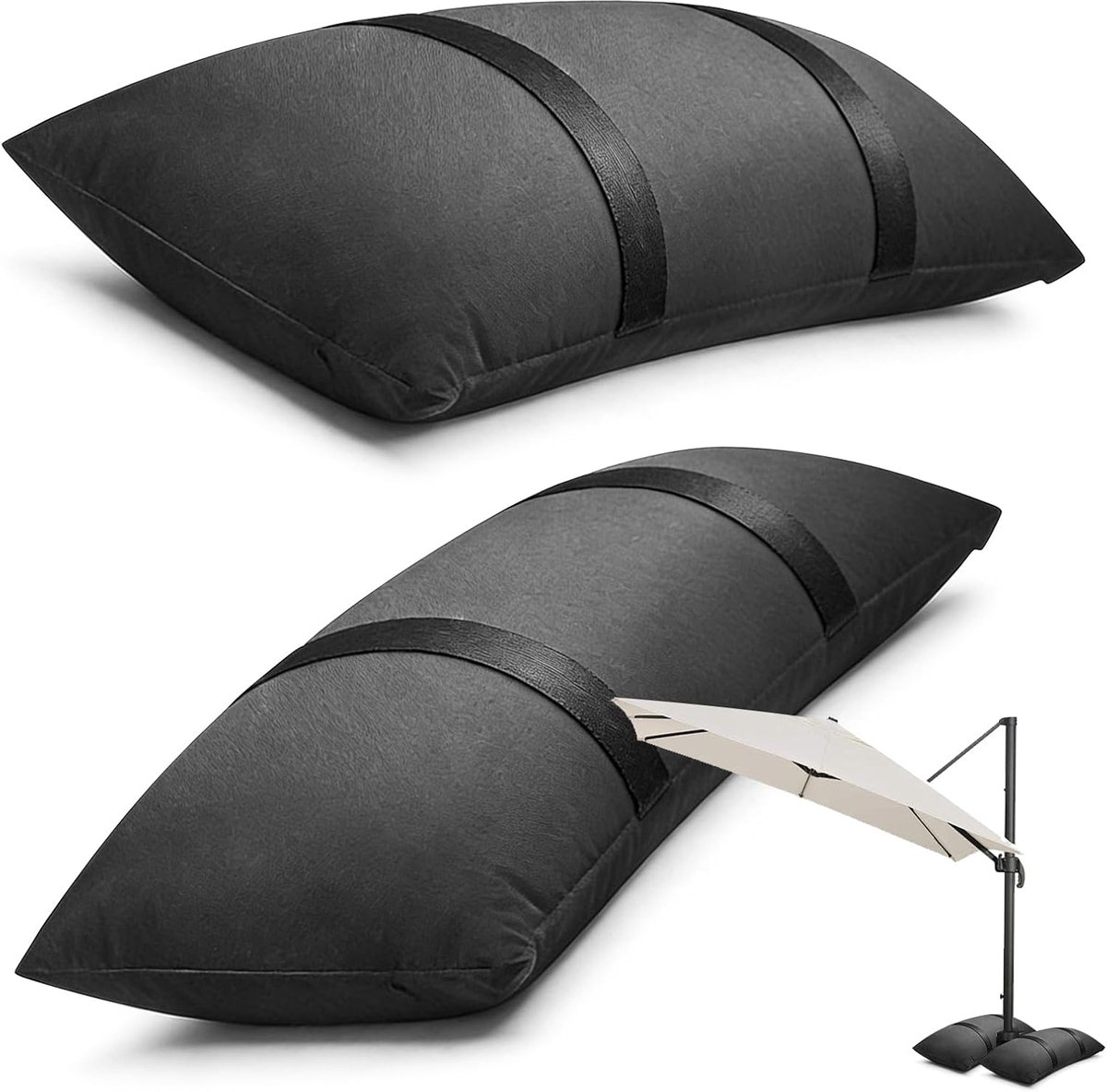 SnelShoppen - Zandzakken 2 stuks 70 x 25 cm | Verzwaarde zandzakken voor parasol, trampoline en tuinmeubelen | Duurzaam Oxford-weefsel, 20 kg vullen |
