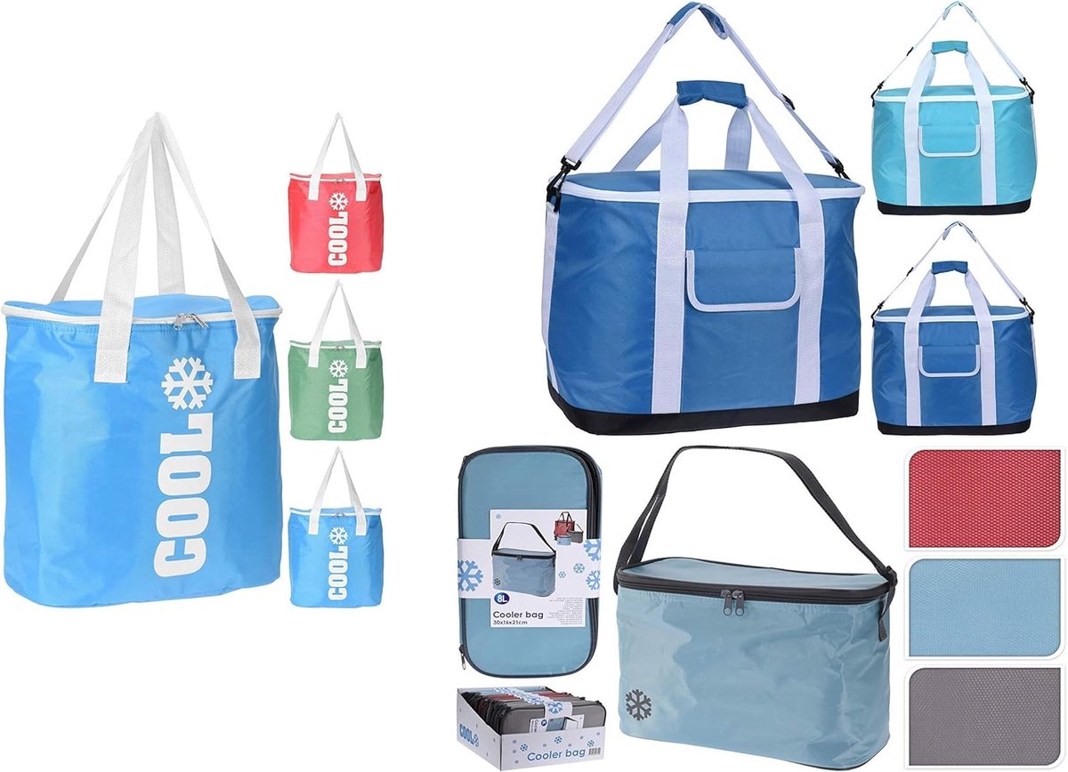 SnelShoppen - Insulated Cooler Bag 8L Lichtblauw - Compacte Koeltas voor Camping, Picknick, Feesten - Robuust Canvas met Isolatie