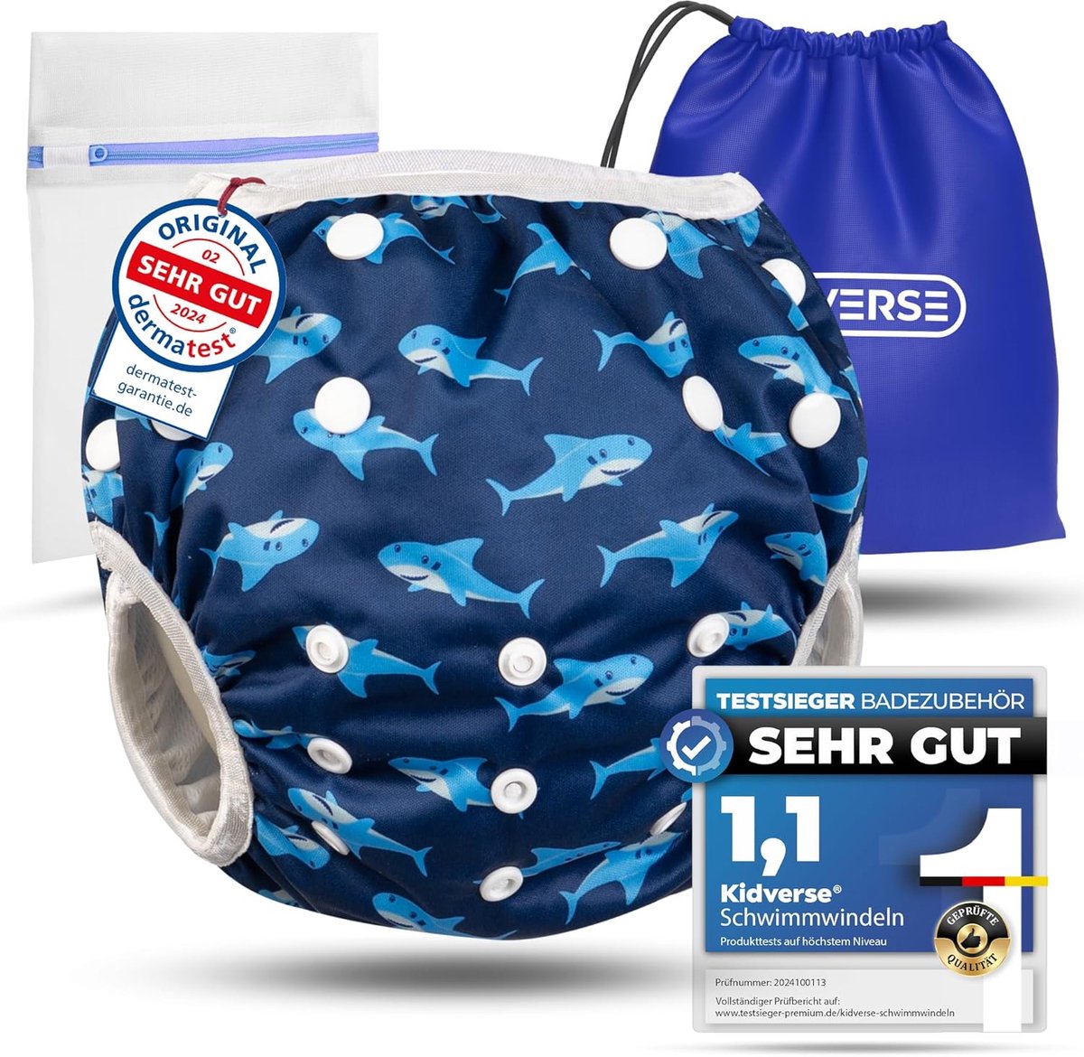 SnelShoppen - Herbruikbare zwemluier voor baby's 0-3 jaar - Huidvriendelijk, absorberend en veilig - Inclusief opbergzak en wasnet - Perfect voor zwem