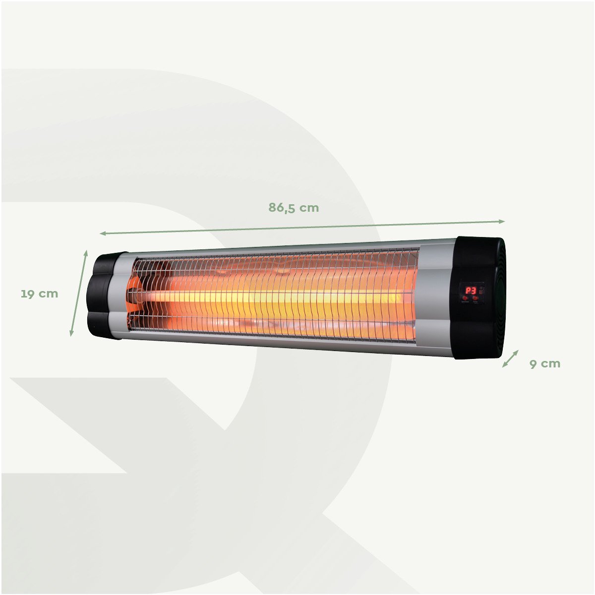 BRASQ Elektrische Terrasverwarmer Hangend PHW200 - Infrarood Heater 2500W - met Afstandsbediening en timer - 3 warmtestanden - Voor binnen en buiten - Spatwaterdicht - Zwart – foto 7