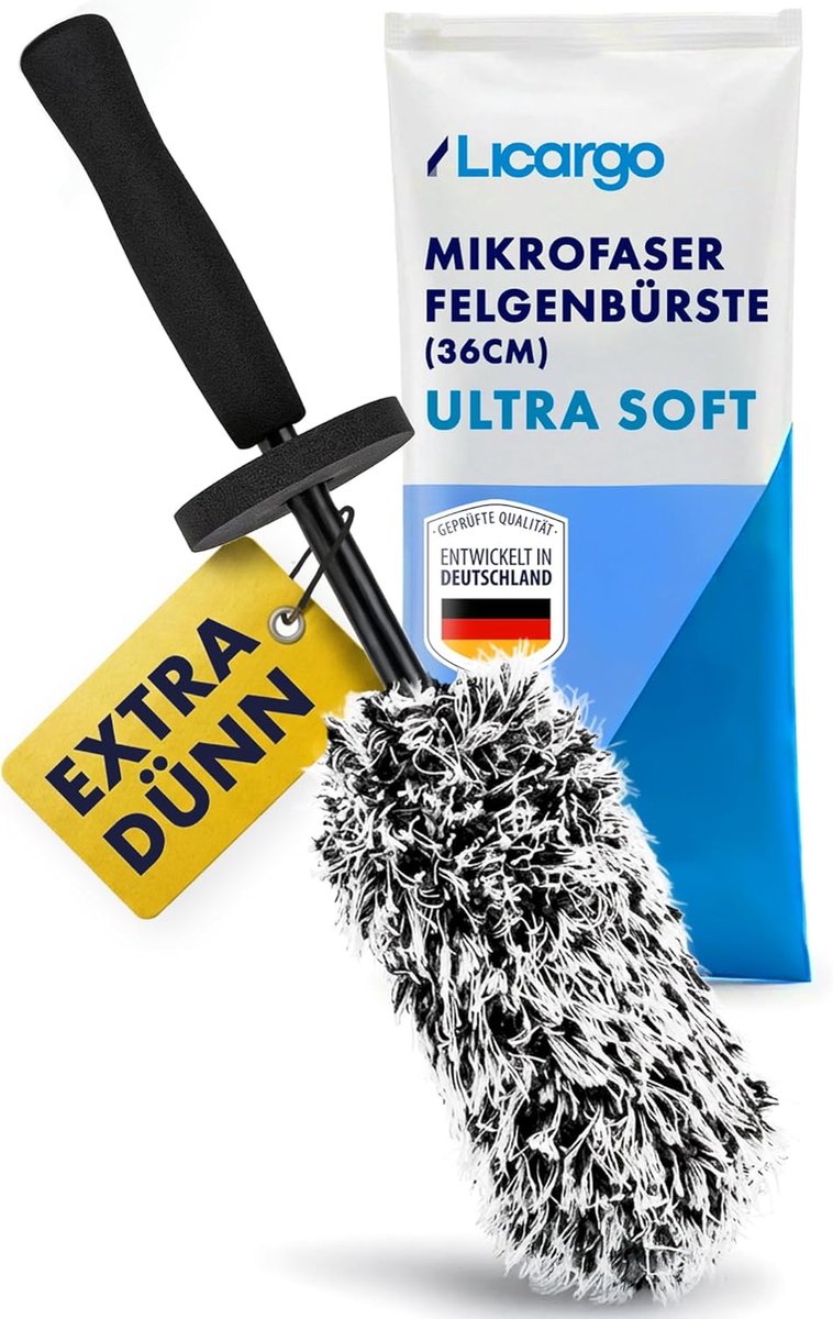 SnelShoppen - Microfibre Wielborstel Extra Dun - Super Zachte Anti-Kras Velgenborstel - Effectieve Schoonmaak van Aluminium en Stalen Velgen - Dunne V