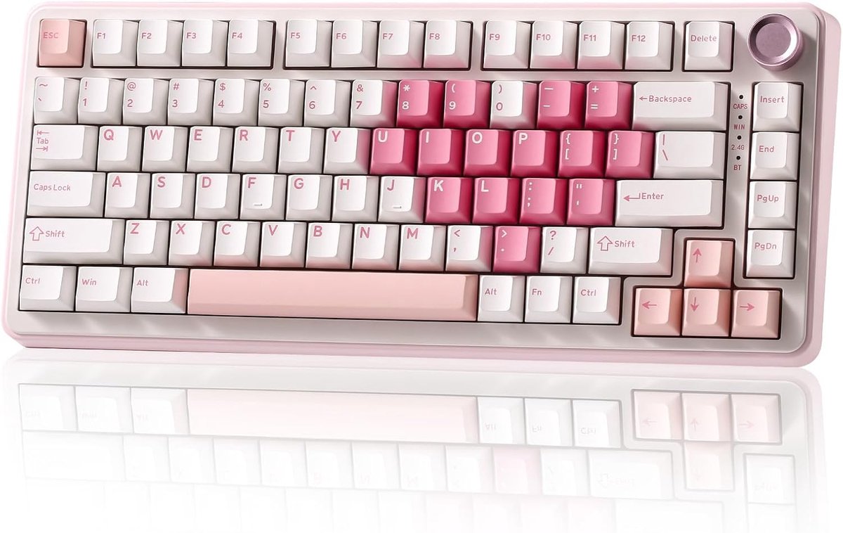 SnelShoppen - Draadloos Mechanisch Toetsenbord 75% Layout met Gasket, Hot Swap, RGB Verlichting, Compact en Multifuntioneel, Wit, Milk Switch, Voor Wi