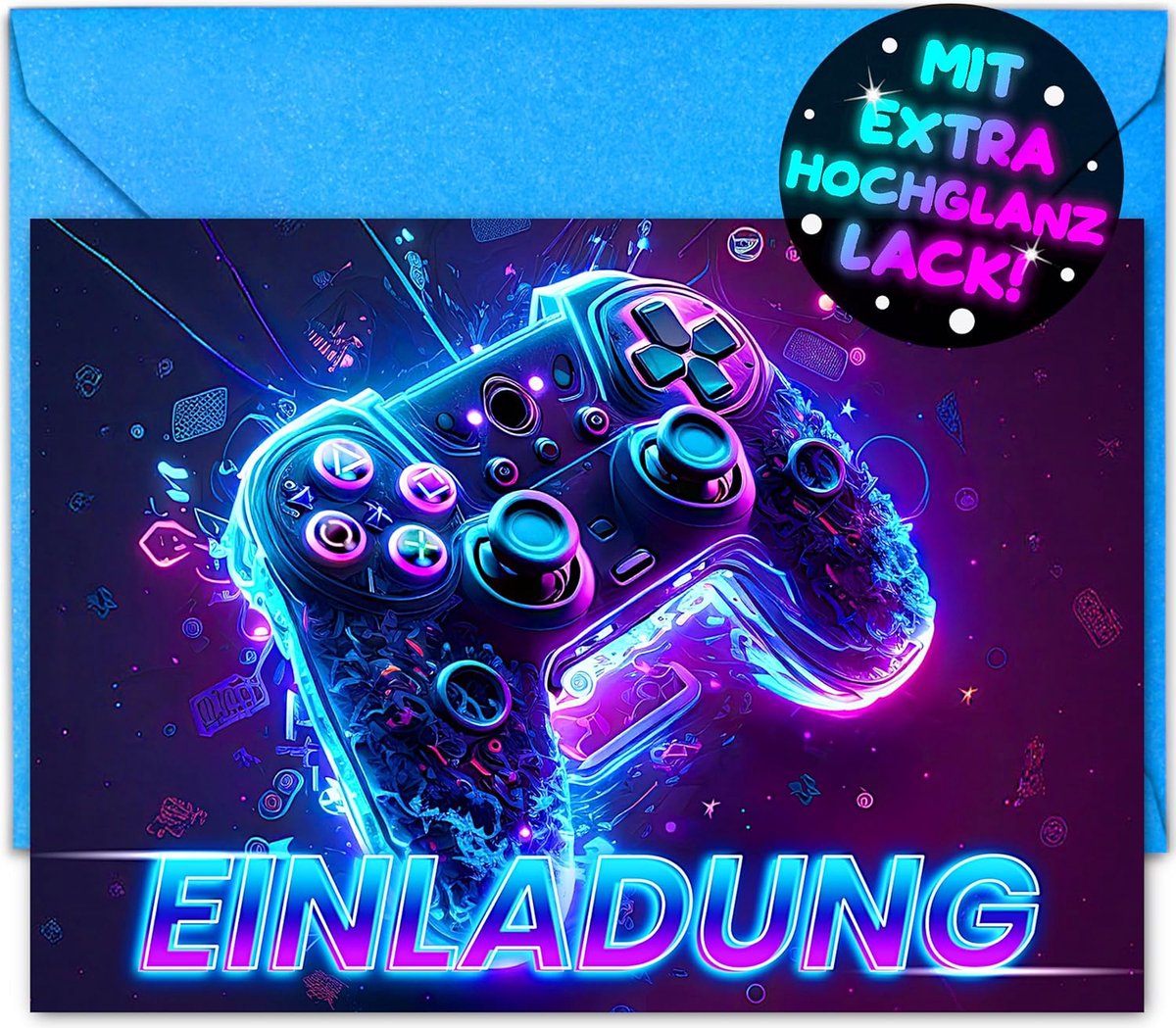 SnelShoppen - 12 x Gaming Uitnodigingen + 12 Enveloppen - Kinderen Verjaardagsfeest - Gamer Thema - Voor Jongens en Meisjes - Perfect voor Gaming Part