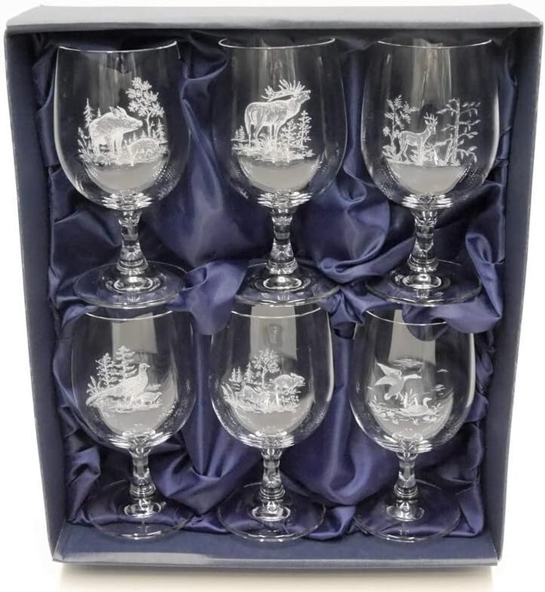 SnelShoppen - 6-delige Wijnglazen Set met Jacht Motief, Luxe Cadeauverpakking, Hoogwaardige Glas, 14 cm Hoog, Perfect voor Feesten en Jachtliefhebbers