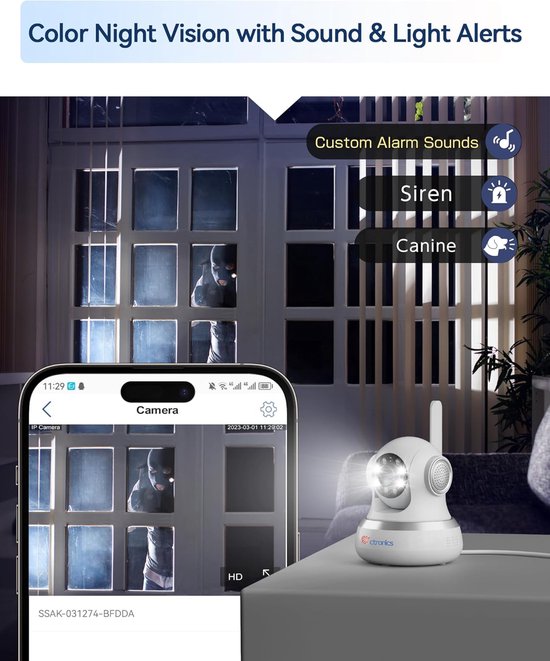 Bewakingscamera 4G LTE binnen met simkaart 360° PTZ IP-camera bewegings-/mensenherkenning automatische tracking nachtzicht 2-weg audio insteken - indoor. van Nivudo — afbeelding 4