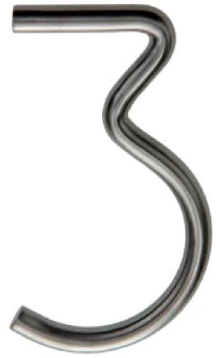 Huisnummer "3" Yale Inox RVS hoog 130mm diameter 10mm
