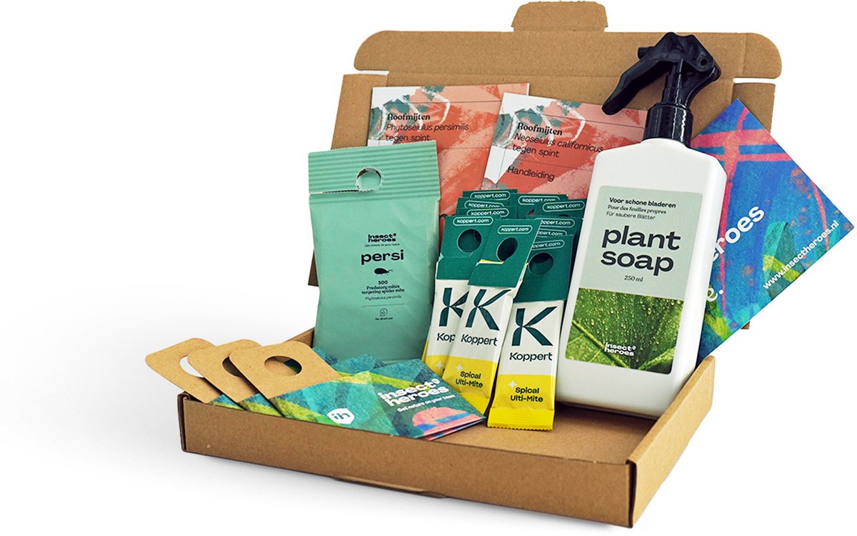 Spint Bestrijden - Optimized Pakket tegen Spint - voor 15 Planten of 10 m² - Bescherm Kamerplanten, Moestuin & Kas - 100% gifvrij - 500 Persi Roofmijten, 1000 Nicus Roofmijten en 250ml Plant Soap - Biologische Bestrijding van Spint
