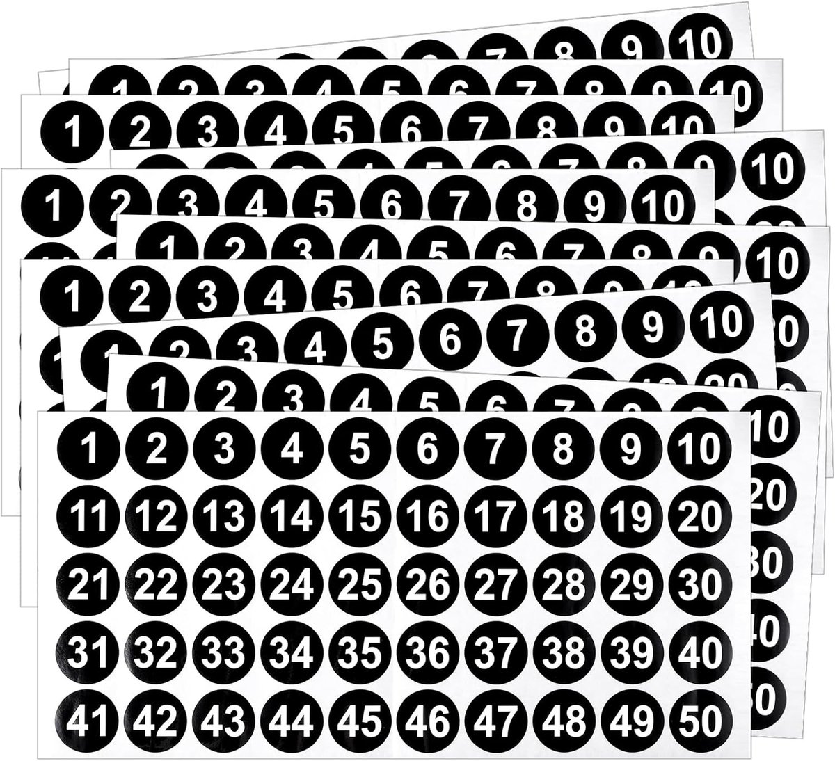 SnelShoppen - 10 Vel Zelfklevende Nummerstickers 1-50, Waterproof, Glanzend, Voor Kantoor, Keuken, en Markering van Waterbekers