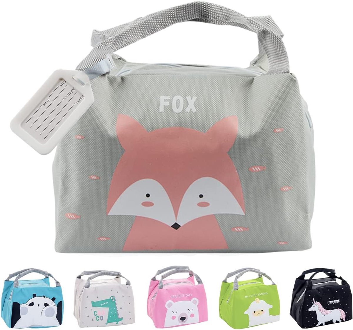 SnelShoppen - Mini Isotherm Lunch Bag Meisjes Koeltas Kinderen Grijs - Waterdicht Vouwbaar voor Werk School Picknick
