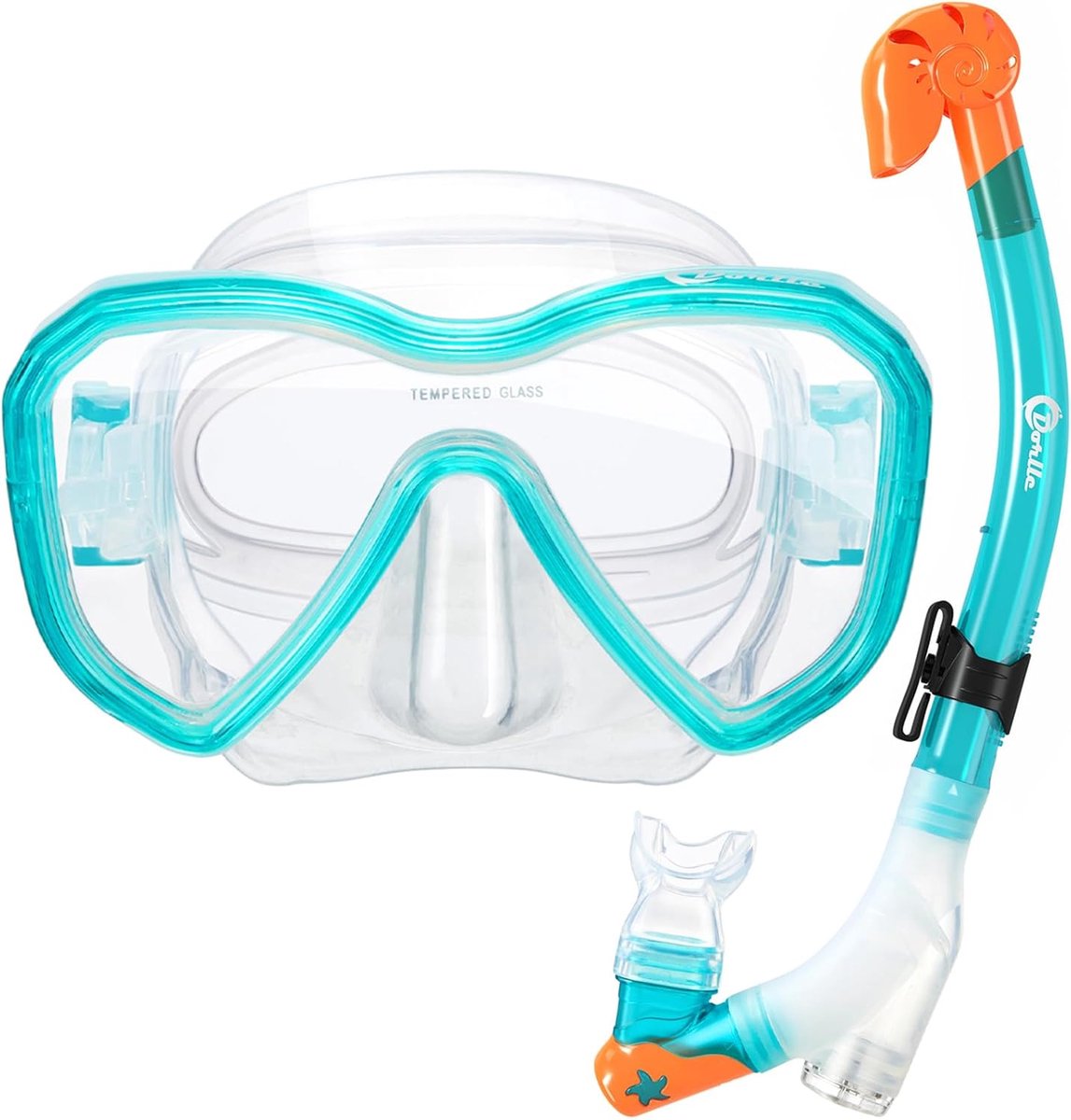 Thijox - Snorkelset voor Kinderen - Duikset met 3-kanaals Dry Snorkel, Anti-lek en Anti-condens Snorkelmasker van Gehard Glas - Ideaal voor Zwemmen, D