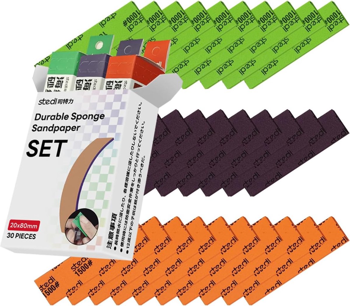 SnelShoppen - Stedi Schuur spons voor Gundam modelbouw, 3 mm hobby model gereedschap, hand schuurblok, waterproof, nat en droog, herbruikbaar, 30 vell