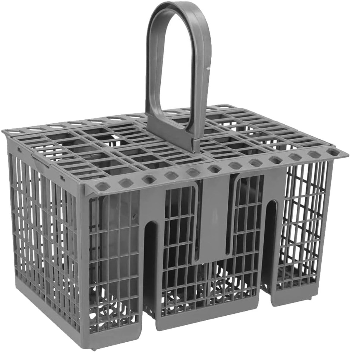 SnelShoppen - Vervangende Bestekmand voor Vaatwassers, Compatibel met Diverse Merken, 8 Compartimenten, Grijs, Ideaal voor Keuken