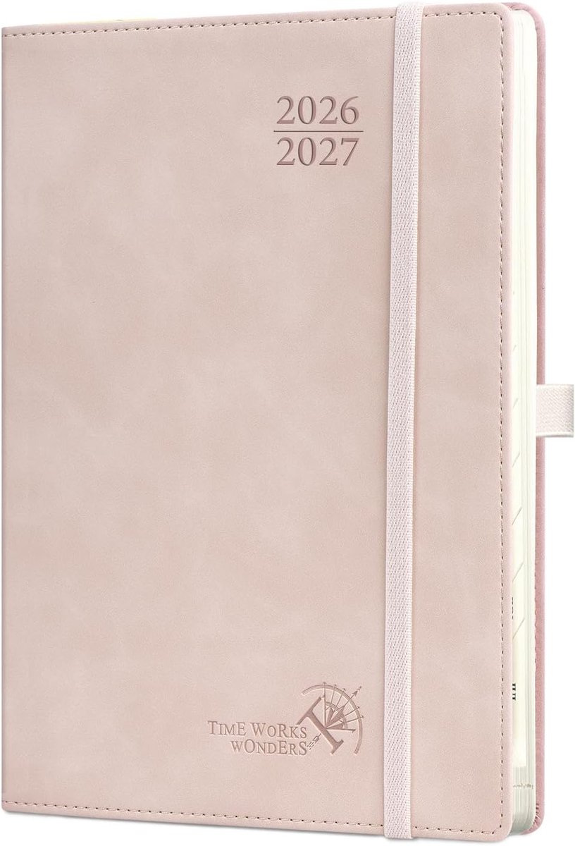 SnelShoppen - Teacher Agenda 2026-2027 DIN A5 - School Planner met PU Soft Cover - Lichtroze - Onderwijs Voorbereiding met Maandtabs en Weekoverzicht