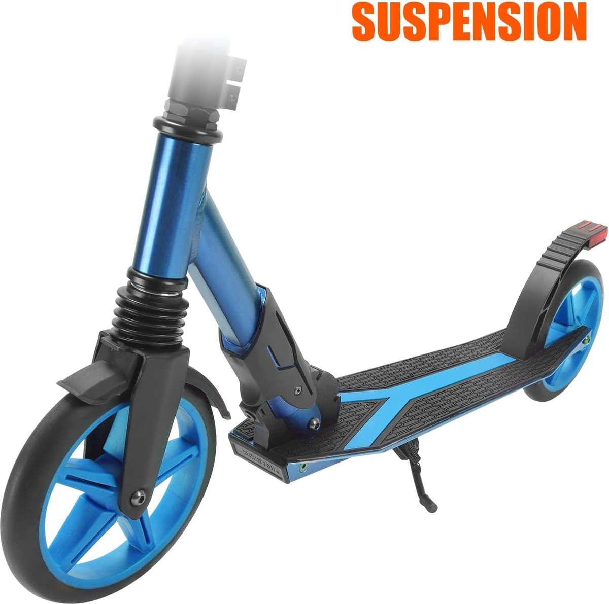 SnelShoppen - Big Wheel Scooter Inklapbaar en Verstelbaar voor Volwassenen en Kinderen, Sportief Blauw, met Standaard, Voorvering en Achterwielrem, To