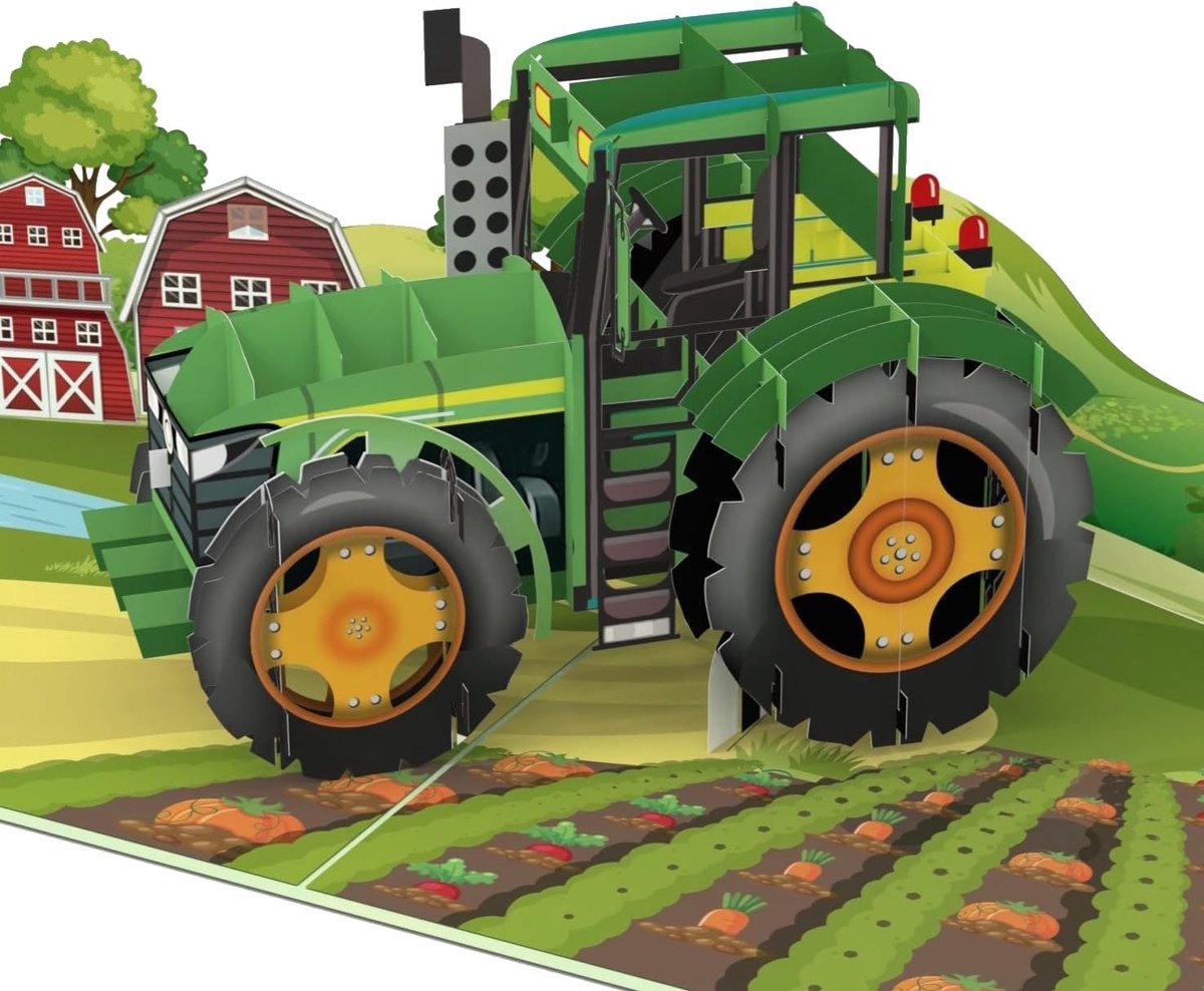 SnelShoppen - 3D Pop-Up Kaart Tractor - Verjaardagskaart voor Kinderen, Boerderij Thema, Unieke Cadeaukaart voor Tractor Fans - Speciale Gelegenheden